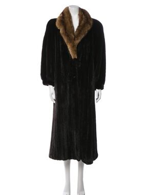 Vintage natural, full length ranch mink coat with natural stable collar